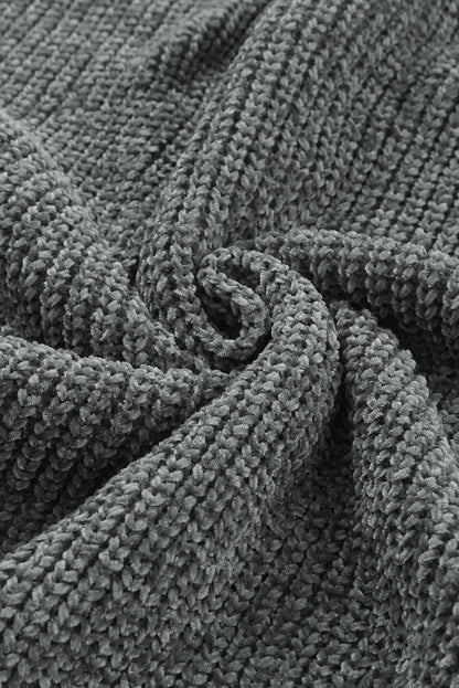 Bright White Ripped Raw Hem Chunky Pullover Sweater