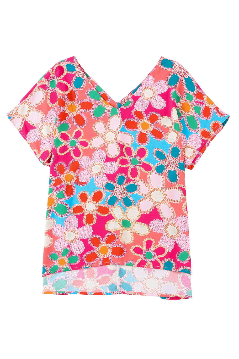 Multicolor Floral Print Bubble Sleeve Shirt