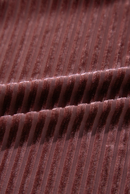 Blackish Green Smocked Ribbed Velvet Babydoll Top