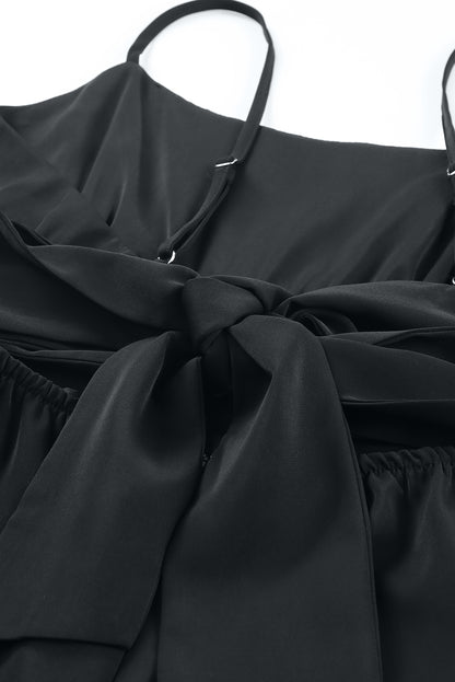 Orange Spaghetti Straps Backless Knot Wide-Leg Jumpsuit