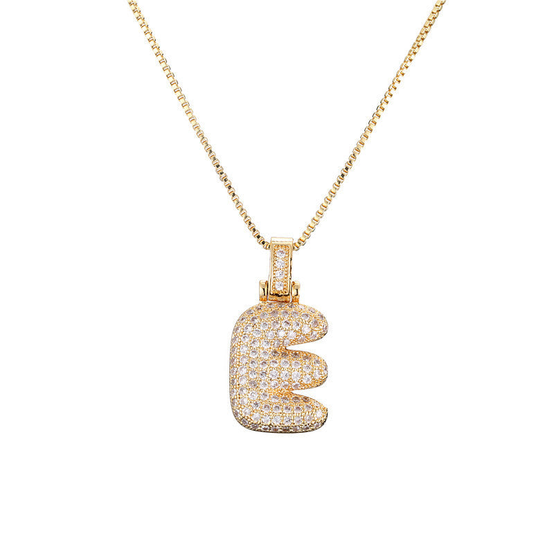 Clavicle Chain Copper Micro Inlaid Zircon 26 Letter Pendant Necklace For Women's Birthday Jewelry Gifts