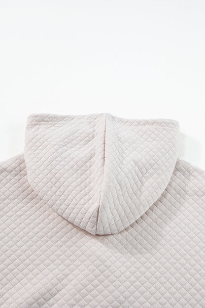 Parchment Drawstring Kangaroo Pocket Quilted Hooded Dress