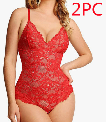 European And American Women's New Sling Lace Stitching Sexy Bodysuit