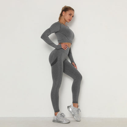 Pleated seamless yoga clothing suit