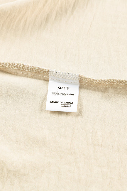 Chestnut Solid Shirred Cuffs Short Swing Dress