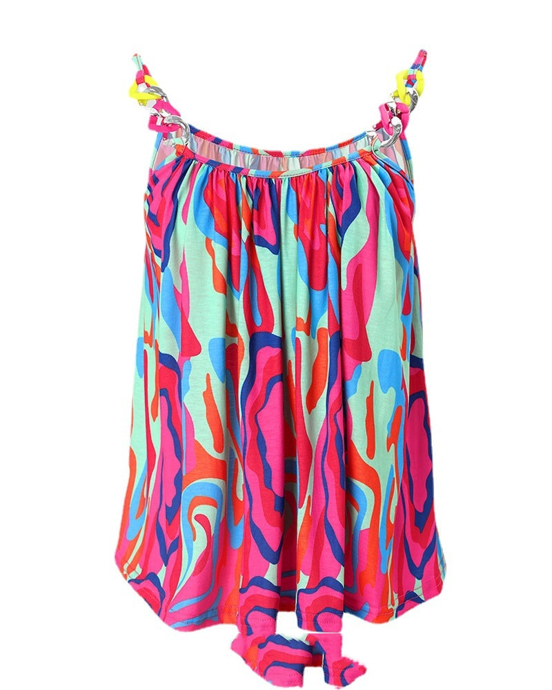 Women's Sling Color Plaid Printed Top