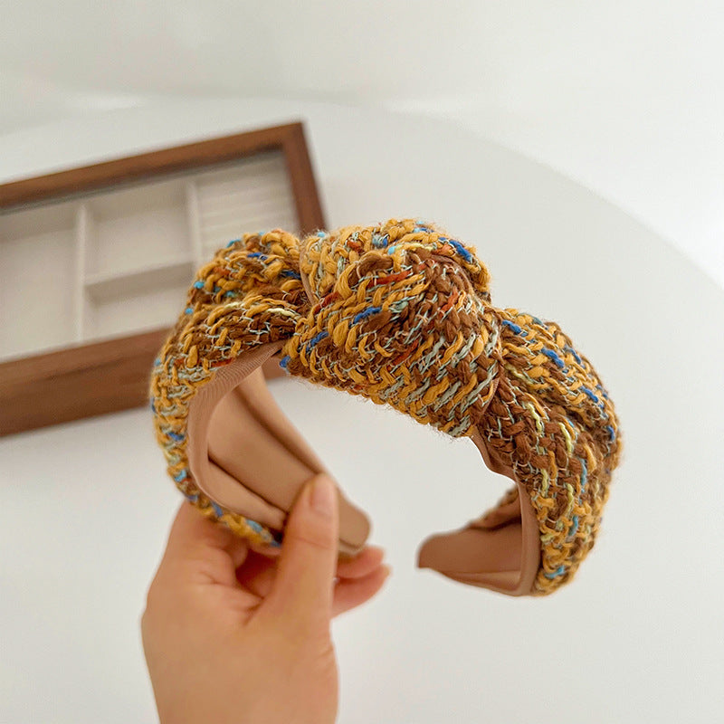 Classic Style Dark Coffee Wool Knot In The Middle Headband