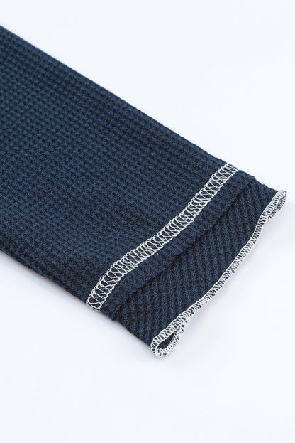 Red Textured Round Neck Long Sleeve Top