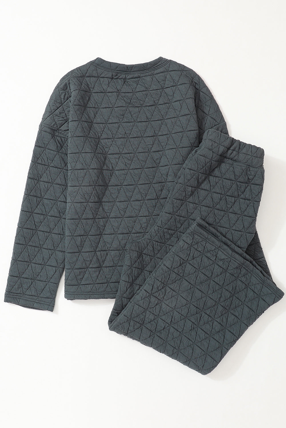 Light Grey Drop Shoulder Quilted Patchwork Kangaroo Pocket Hoodie