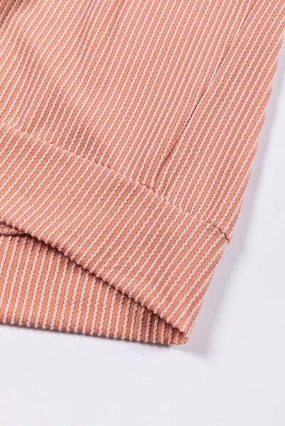 Fiery Red Corded 2pcs Colorblock Pullover and Pants Outfit