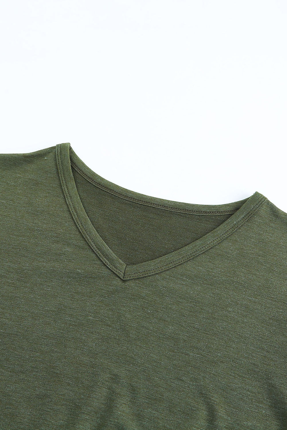 Red Fringe Hem V Neck T Shirt