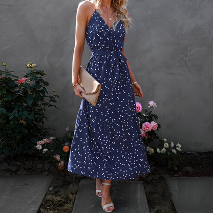 Women's Clothing V-neck Strap Polka Dot Dress