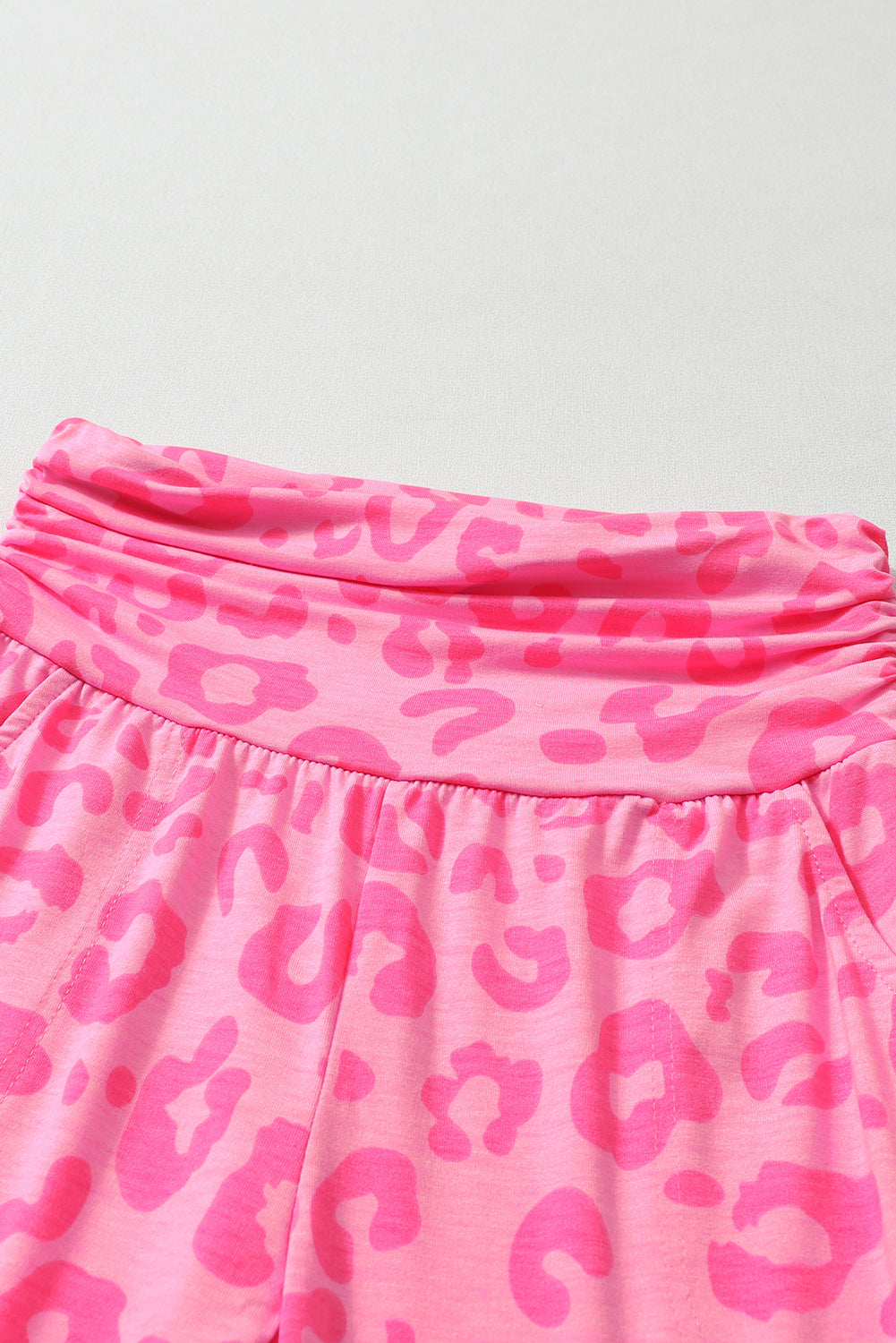 Pink Leopard Print Ankle-length High Waist Skinny Pants