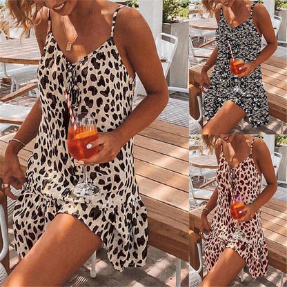 Independent Station Leopard Print Temperament Camisole Dress Women's Clothing