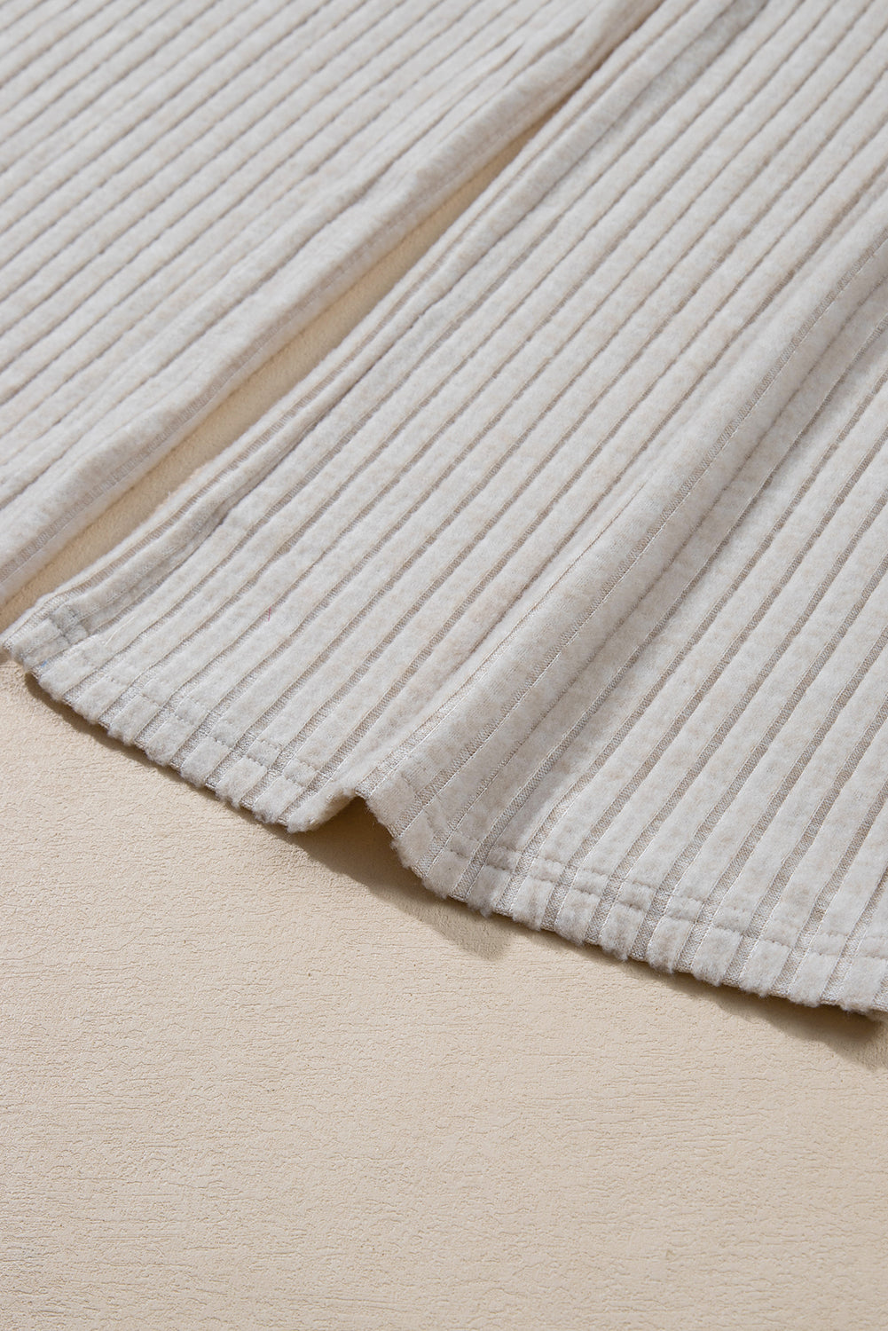 Light Pink Ribbed Knit V Neck Slouchy Two-piece Outfit