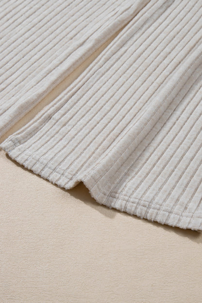 Light Pink Ribbed Knit V Neck Slouchy Two-piece Outfit