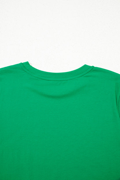 Bright Green Casual Plain Crew Neck Tee