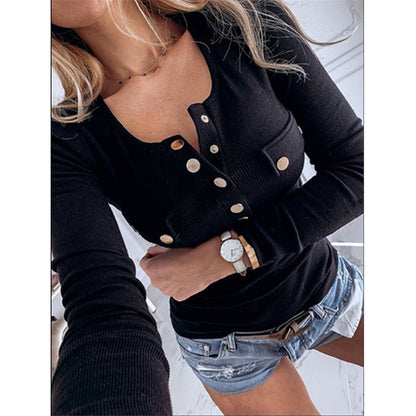 Solid Color Long-Sleeved Bottoming Shirt Sweater Top