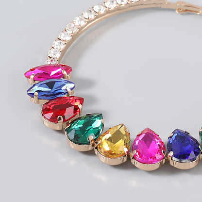 Claw Chain Series Alloy Diamond Round Earrings For Women