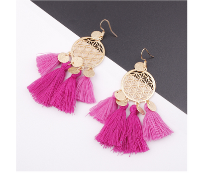 European and American explosions bohemian fringed hollow tassel earrings earrings jewelry
