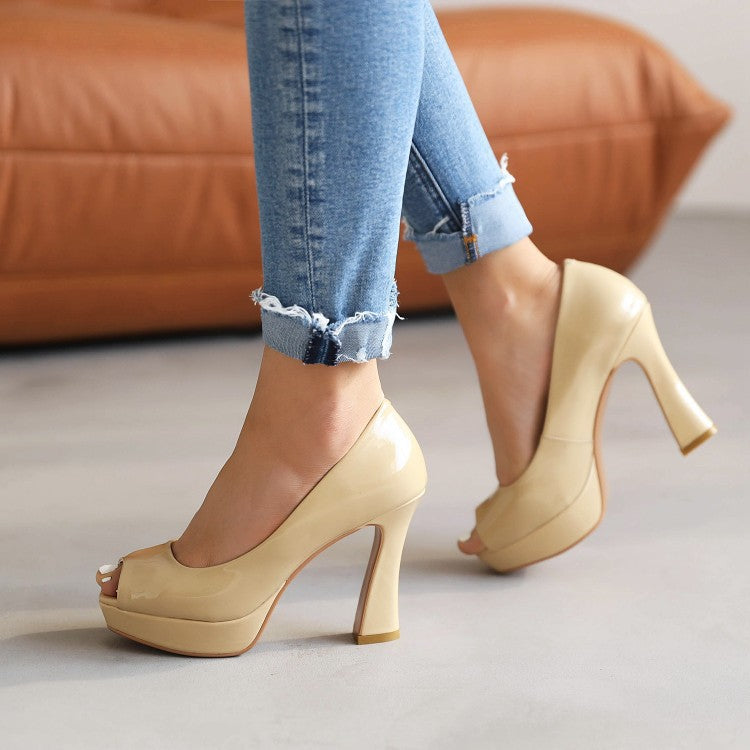 New Spring Summer Classic Solid-Color Peep-Toe Stiletto Heels For Women