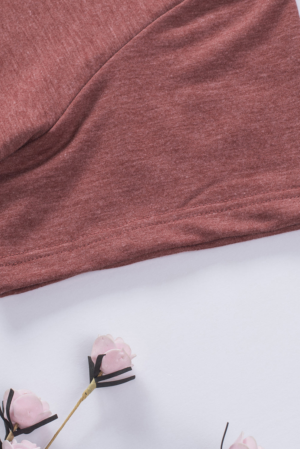 Red Fringe Hem V Neck T Shirt