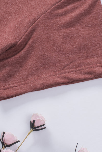 Red Fringe Hem V Neck T Shirt