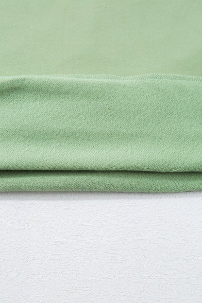 Grass Green Solid Fleece Lined Drop Shoulder High Low Sweatshirt