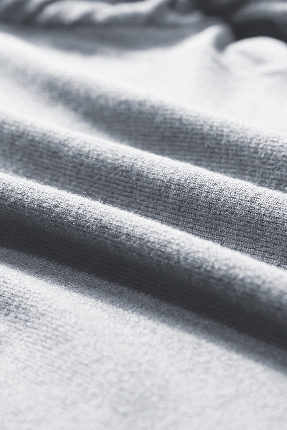 Light Grey Buttoned V Neck Ribbed Puff Sleeve Top