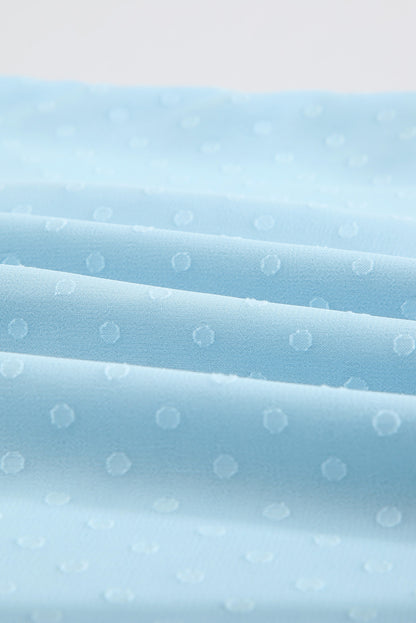 Green Tiered Sleeve Frilled Neck Dotted Top