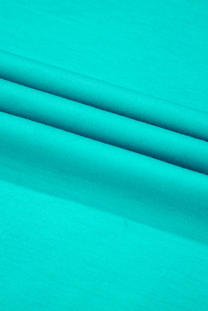 Sky Blue Floral Color Block Long Sleeve Loose Top