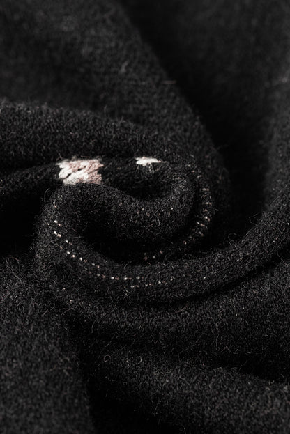 Blackish Green Patch Pocket Ribbed Knit Short Sleeve Sweater