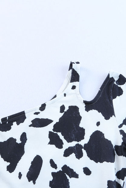 White Western Cow Spots Slim Fit T-shirt