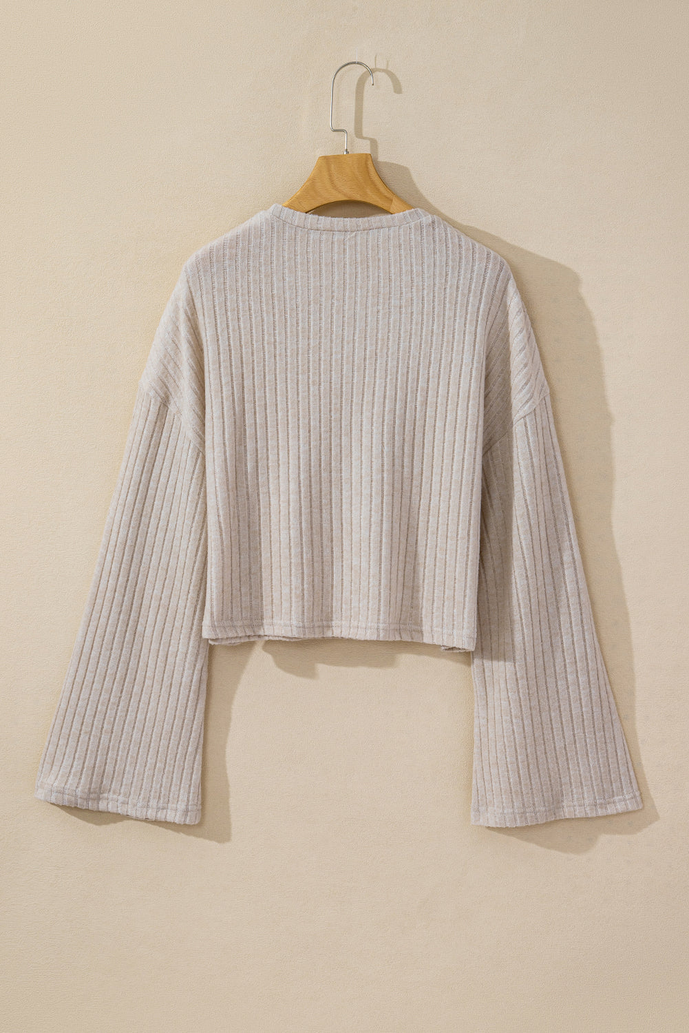 Light Pink Ribbed Knit V Neck Slouchy Two-piece Outfit