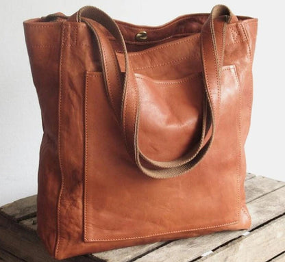 Women's Soft Leather Portable Shoulder With Pocket Vintage Bag