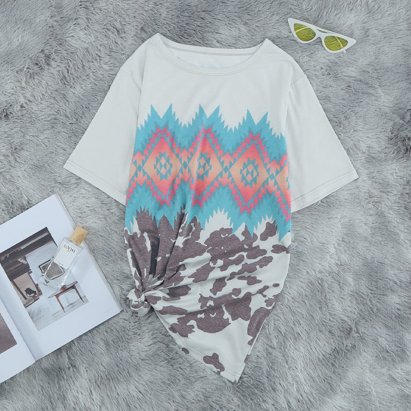 Ethnic Totem Print Women's Summer Short Sleeve