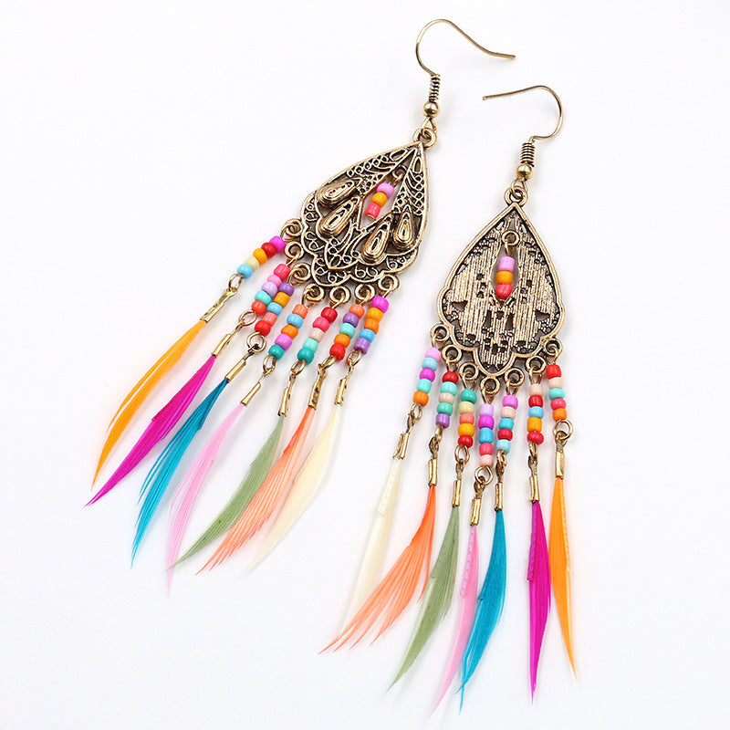 Feather tassel earrings