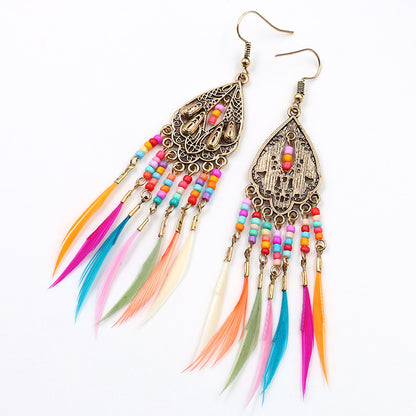Feather tassel earrings