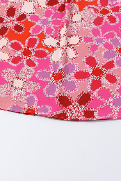 Multicolor Floral Print Smocked Square Neck Ruffles Blouse