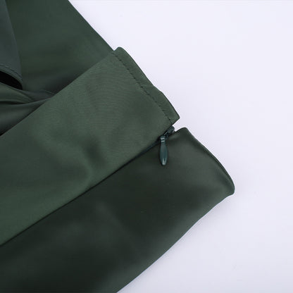 European Women's Clothing Pure Color Tied High Waist Slit Irregular Skirt