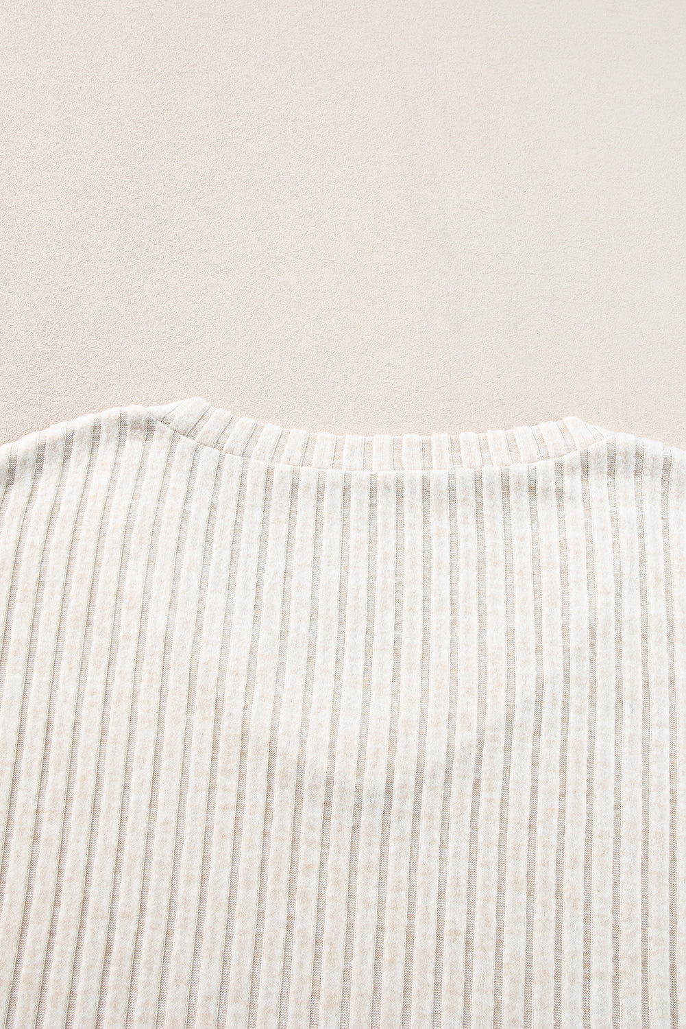 Apricot Ribbed Knit Loose Long Sleeve Top Skinny Pants Set