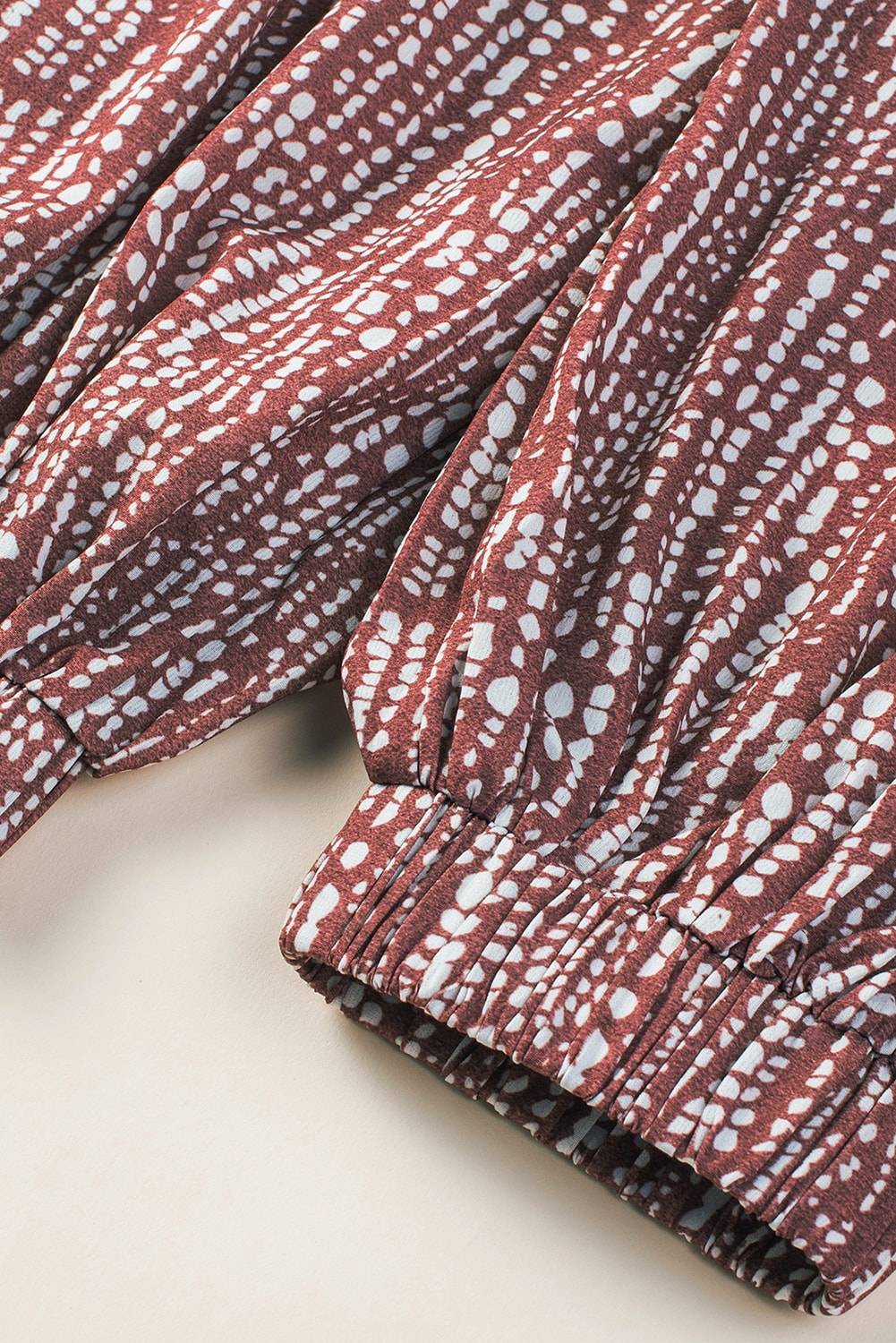 Brown Dotty Printed Puffy Trouser Legs Sleeveless Jumpsuit