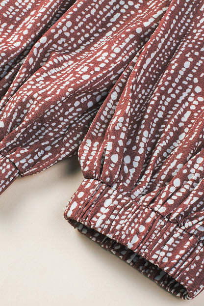 Brown Dotty Printed Puffy Trouser Legs Sleeveless Jumpsuit