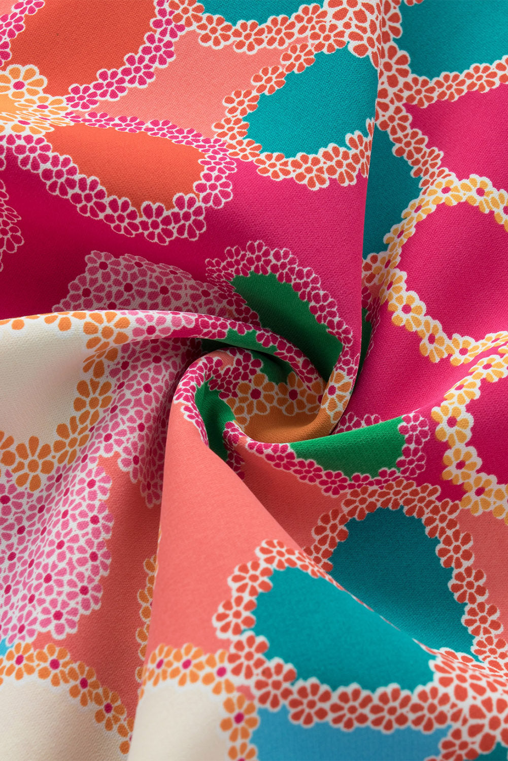 Multicolor Floral Print Smocked Square Neck Ruffles Blouse