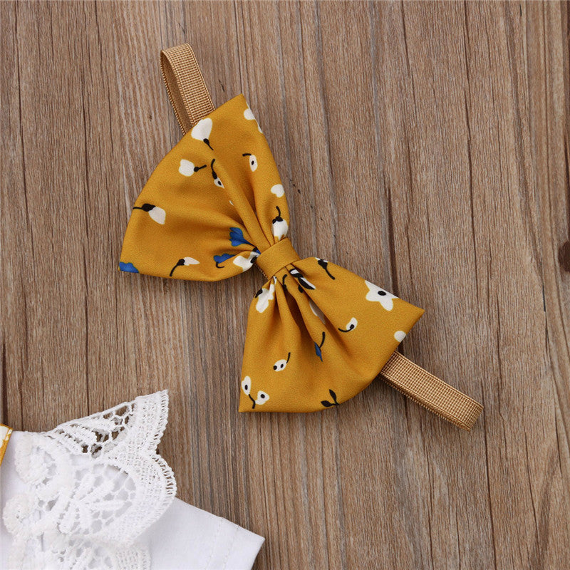 Children's Clothing Yellow Floral Strap Triangle Rompers Suit