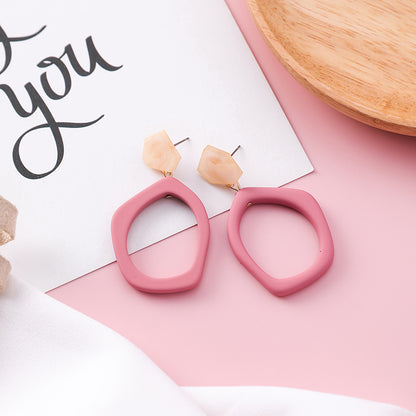 Wild hollow irregular acrylic earrings female geometric contrast color marble earrings