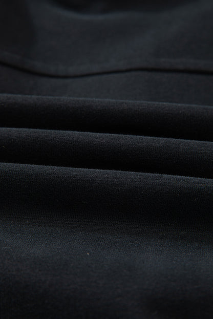 Black Quarter Zip Stand Neck Kangaroo Pocket Sweatshirt