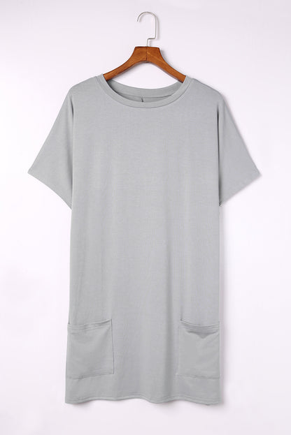 Khaki Side Pockets Short Sleeve Tunic Top