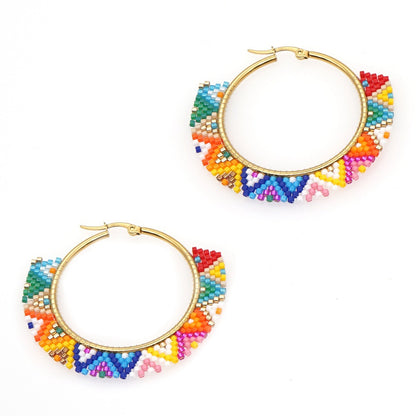Woven colorful geometric earrings