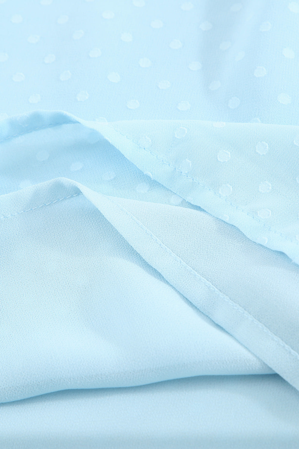 Green Tiered Sleeve Frilled Neck Dotted Top